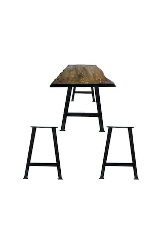 Bin1Fırsatt Masa Ayağı Ahşap Masif Kütük Çalışma Yemek Masası Metal A Ayak