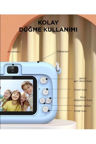 Mini 1080p Hd Çocuk Kamera Dijital Fotoğraf Makinesi 2.0 Inç Ekran 5 Adet Oyun Pembe