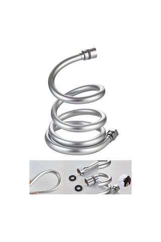 Kustar Gümüş Pvc Banyo Duş Hortumu Dayanıklı Banyo Musluk Duş Hortum 1,5 Metre Gri