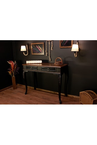 Wooding 120 Cm Masif Ceviz Siyah Oymalı Dresuar Siyah