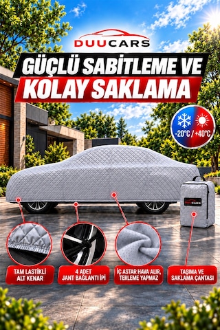 Bentley Continental Flying Spur Uyumlu 150 Gr Elyaf Dolgulu Dolu Ve Dış Etken Koruyucu Oto Branda - Gri Duucars