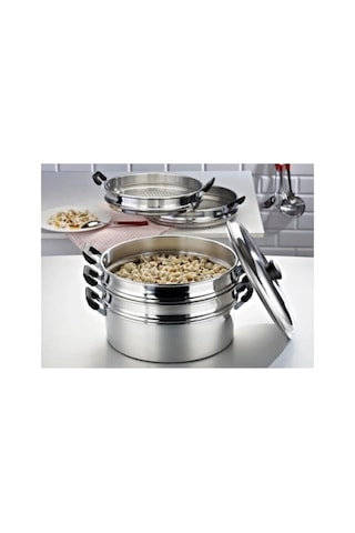 Alüminyum Mantı Tenceresi 28 Cm Beyaz 3,4 Litre 6 Parça - 28 Cm Boyut/ebat - 3,4 L Hacim