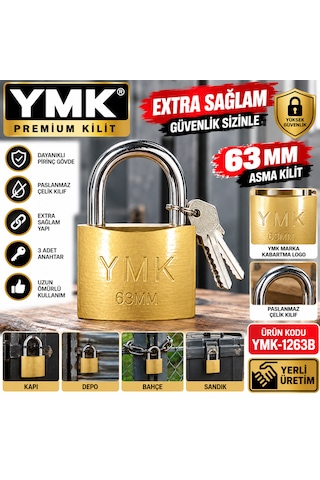 Ymk Asama Kilit Sarı Boyalı 63 Mm Extra Sağlam Gövde 3 Anahtarlı Ürün Kodu :ymk-1263b Ymk-63-mm