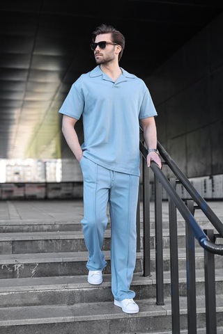 Madmext Mavi Polo Yaka Erkek Alt Üst Takım E7356 Mavi
