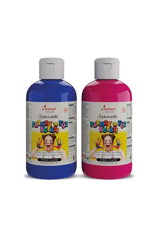 Mavi-fuşya Parmak Boyası 2'li Set 2x250gr Yıkanabilir, Toksik İçermez, Çocuk Okul Kreş İçin