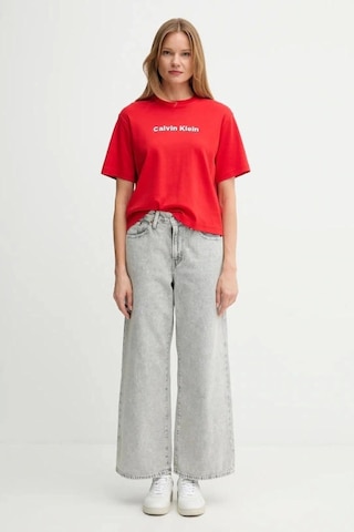 Calvin Klein Jeans Kısa Kollu 2 Renkli 3d Nakışlı Logolu Kadın T-shirt Lv047d205g-vtw Kirmizi