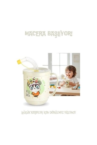 Mey İthalat Premium Pipetli Çocuk Bardağı 350 Ml -alıştırma Bardağı Ve Suluk Çok Renkli