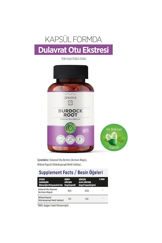 Erbatab Dulavrat Otu Burdock Root Eki 60 Kapsül