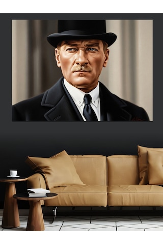 Şık Mustafa Kemal Atatürk Portresi Dekoratif Kanvas - Mdf Ahşap Tablo