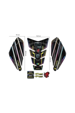 Cyberpunk Tank Pad Yan Pad Seti Motorsiklet Universal Özel Seri S