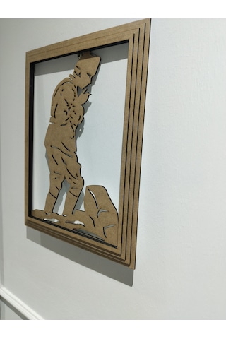 Led Işıklı Kurtuluş Savaşı Komutanı Atatürk Tasarımlı Ahşap Dekoratif Duvar Çerçevesi