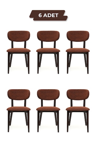 Rapsodi Ceviz Ahşap 6'lı Mutfak Salon Yemek Odası Sandalyesi