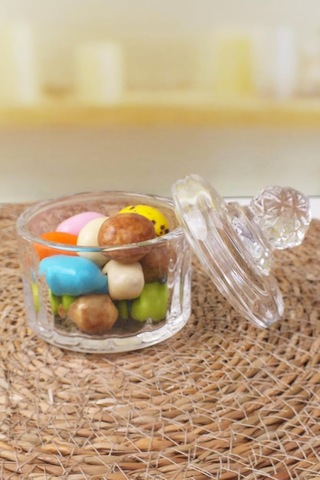 Lexroo Lüx Kristal Mini Cam Şekerlik & Cam Lokumluk, Kesme Cam Lüx Şekerlik 7.5cm 9.2cm - 06644 Çok Renkli