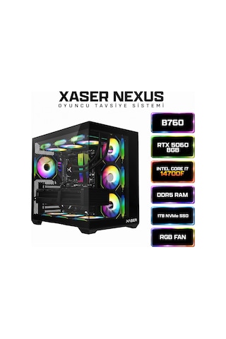 Xaser Nexus-X50 i7-14700F 32 GB 1 TB M.2 NVMe SSD 8 GB RTX5060 Free Dos AIO Masaüstü Bilgisayar Masaüstü Oyuncu Bilgisayarı