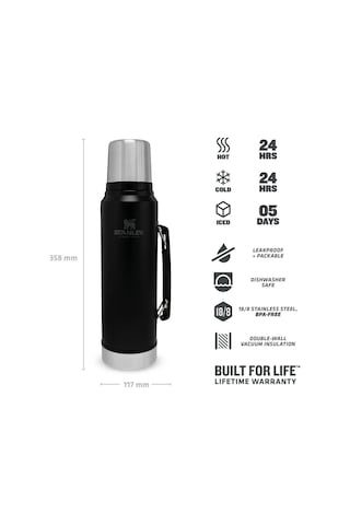 Stanley Legendary Klasik Vakumlu Paslanmaz Çelik Termos 1lt - Matte Black Pebble