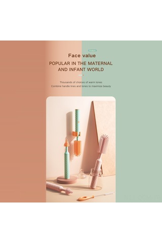 Qingmipy Usb Şarjlı Bebek Biberon Temizleme Fırçası Seti - Hızlı Ve Derin Temizlik İçin Silikon Başlıklı 5 Parça Pembe