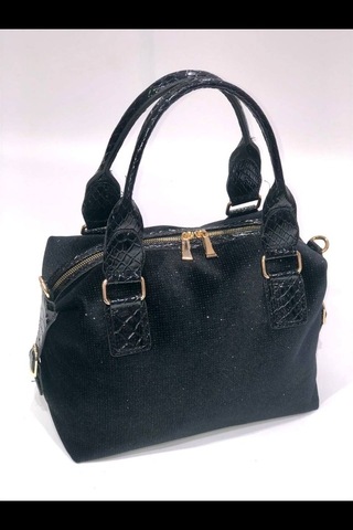 Sentt Süet Simli Çanta-Siyah