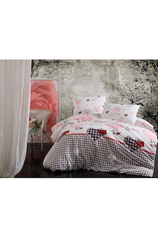 Çift Kişilik Lastikli Çarşaflı Pamuklu Nevresim Takımı Patchwork Love Diğer