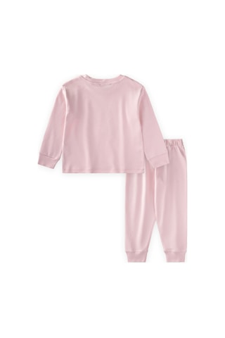 Kedi Baskılı Pijama Takım 2-8 Yaş Pudra Pembe Pudra Pembe