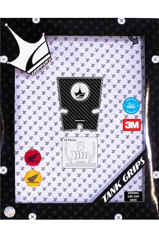 Honda Crf250 2025 İle Uyumlu Kaydırmaz 6d Karbon 14 Parça Tank Pad Seti Gc76 KARBON