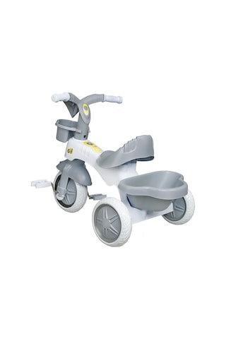 Kitty Üç Tekerlekli Bisiklet Çocuk Bisikleti 3 Teker Bisiklet 1-3-5 Yaş Plastik Motor İlk Bisiklet Sepetli Gri