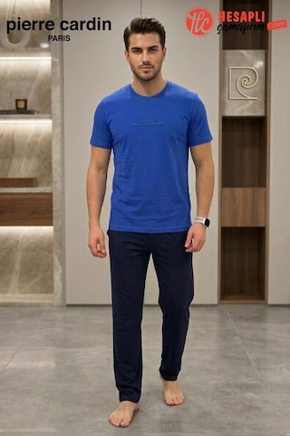 Pierre Cardin Paris Premium Erkek %100 Pamuklu Rahat Kalıp Cepli Kısa Kollu Pijama Takım Saks