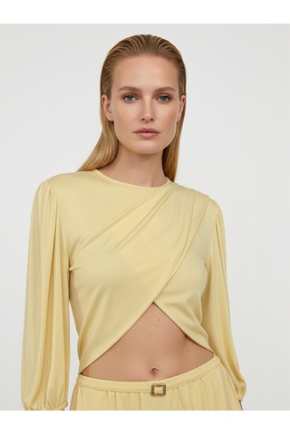 Xint Sarı Doğal Dökümlü Oversize Bluz 602598