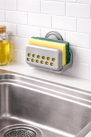 Vantuzlu Sünger Tutucu Lavabo İçi Duvara Yapışan Delikli Mutfak Sünger Askısı Organizer