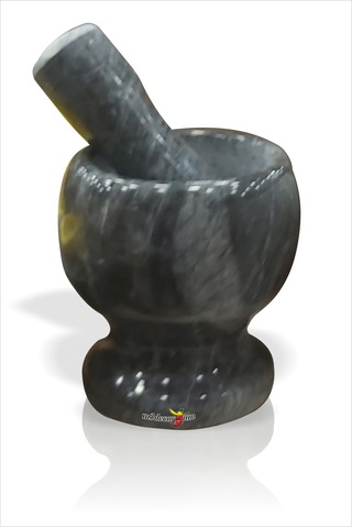 Siyah Parlatılmış Gerçek Mermer 11 Cm Çeşni Havan Ve Tokmak