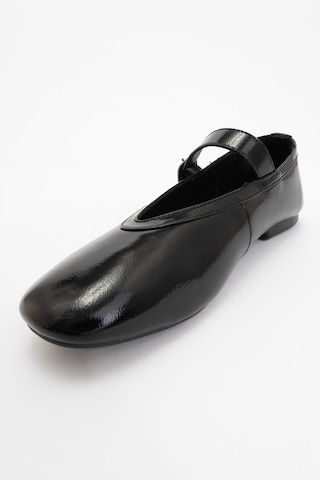 Luvishoes Luvi Shoes Jarret Siyah Rugan Hakiki Deri Kadın Babet Ayakkabı Siyah Rugan