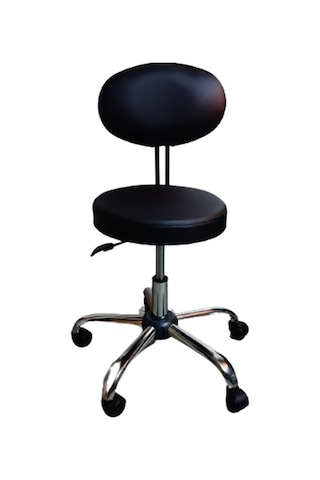 Sırtlıklı Çalışma Taburesi Krom Yıldız Ayaklı