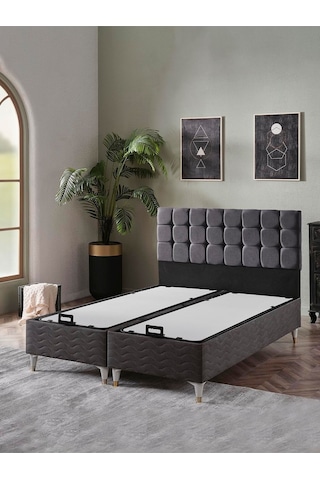 Beehanem Bengü Çift Kişilik 150x200 3lü Set Yatak Baza Başlık Gri 150 X 200