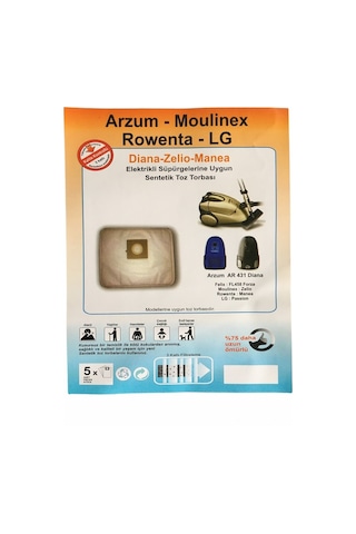 X-Bag Arzum Ar 431 Diana Süpürge Toz Torbası 20 Adet Standart