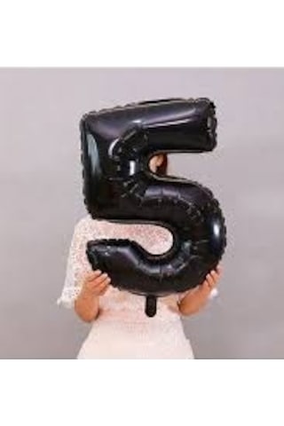 5 Yaş Siyah Folyo Balon 34 Inc 76 Cm Tüm Yaşlar