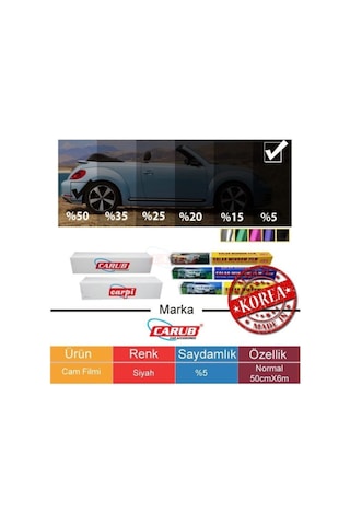 Cam Filmi 50cm X 6 M Koyu Siyah Oto Balkon Ev Ofis Cam Filmi