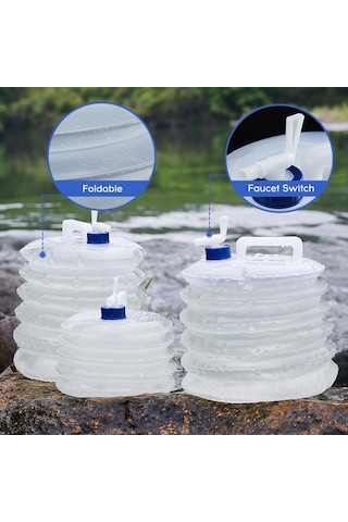 Besthome1 5l Taşınabilir Şeffaf Plastik Su Deposu, Katlanabilir Musluklu, Ev/doğa/seyahat, Kolay Taşınır Su Tankı Diğer
