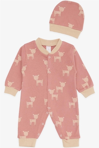 Breeze Kız Bebek Tulum Sevimli Ceylancık Desenli 0 3 Ay 6 Ay, Gülkurusu Gülkurusu