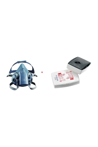 3M 7502 Yarım Yüz Maskesi Orta Boy + 3M 6035 Ffp3 Solo Filtre