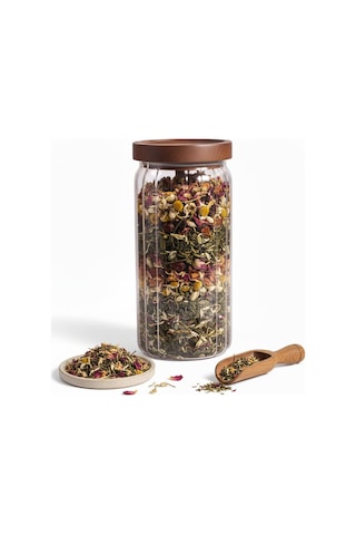 Deconox Akasya Kapaklı Çizgili Cam Kavanoz 1000ml /1 Litre Hava Geçirmez, Modern Fitilli Tasarım Gıda Saklama Kabı Kahve, Çay, Kuruyemiş Ve Bakliyat Kavanozu 9x20cm Sku: Smgstk41318c77ad Açık Gri