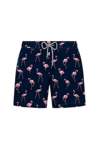 John Frank Flamingo Desenli Hızlı Kuruyan Mayo Short Erkek Mayo Short Jfssswl61 Lacivert