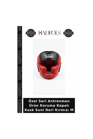 Özel Seri Antrenman Ürün Koruma Kapalı Kask Suni Deri Kırmızı M
