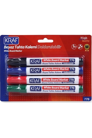 Kraf Beyaz Tahta Kalemi Doldurulabilir 770-4  4'lü Set