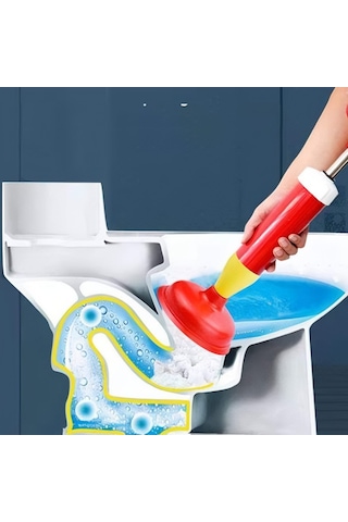 Klozet Ve Lavabo Açma Pompası Güçlü Vantuzlu Tıkanıklık Giderici, Dayanıklı Saplı Kırmızı