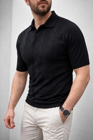 Mzpkartan Erkek Yazlık Triko Dokuma Tişört Kısa Kol Polo Yaka T-shirt - Siyah Çok Renkli