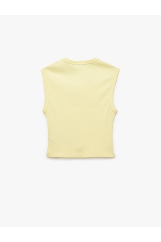 Koton Pamuklu Kolsuz Bisiklet Yaka Fitilli Slim Fit Crop Atlet Sarı 5skg30138ak Sarı