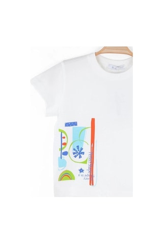 Nk Kids Kız Çocuk Pamuklu Desenli T-shirt-15968 Beyaz