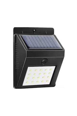 Fosenze Güneş Enerjili Duvar Lambası - 20 Led Ev Dışı Aydınlatma - Şarjlı - Fonksiyon: İnsan Algılama Yok Siyah