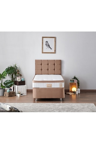 Nironyatak Niron Latte 100X200 Cm Tek Kişilik Yatak Baza Başlık Seti - Sert