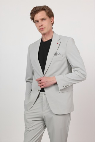İmza Taş Rengi Kendinden Desenli Mono Yaka 6 Drop Slim Fit Takım Elbise 1001260162