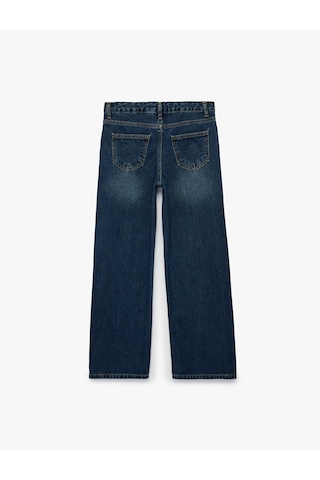 Koton Pamuklu Loose Fit Geniş Paça Denim Pantolon Orta İndigo 7wkg40005ad
